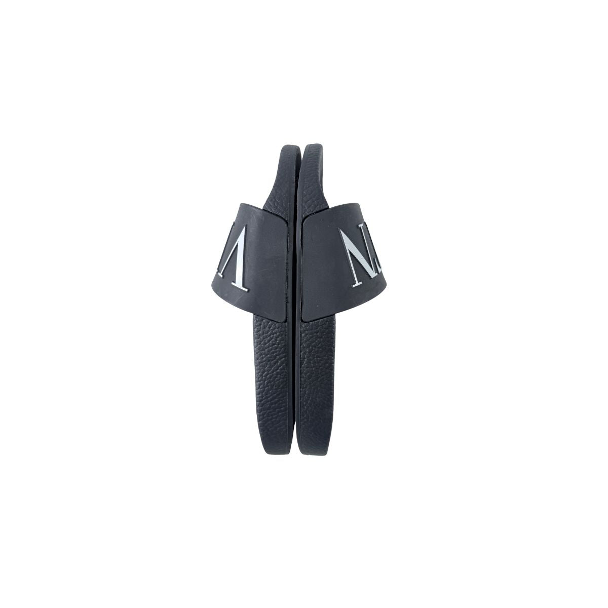 Valentino Garavani VLTN Logo Black Rubber Slide Sandals