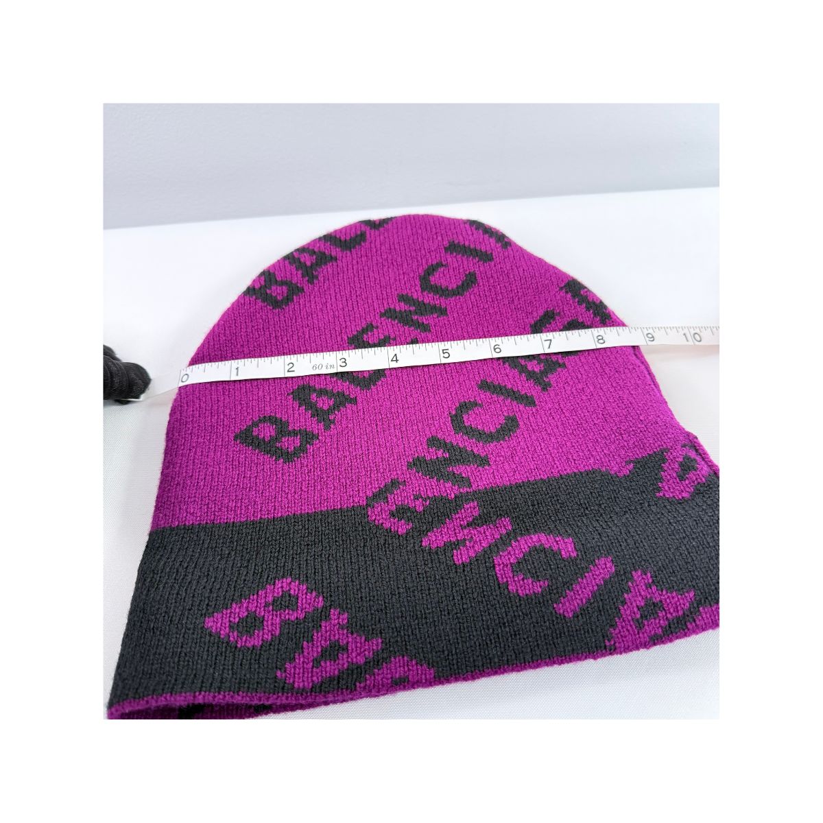 Balenciaga All Over Logo Knit Pink Black Beanie Hat