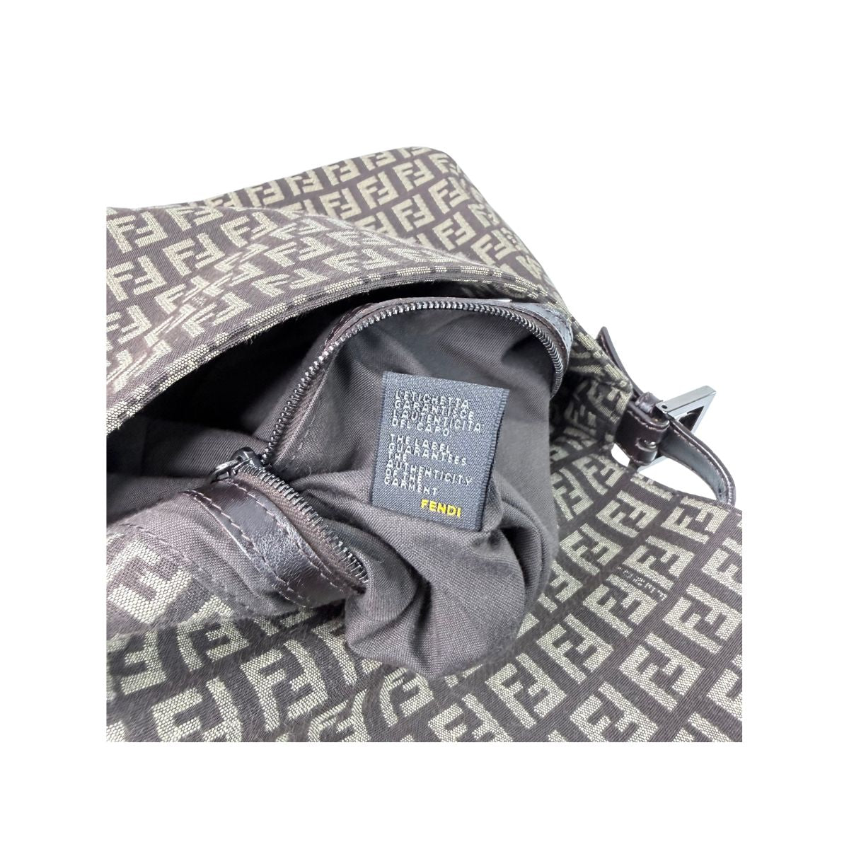 Fendi Zucca Baguette Shoulder Bag Brown FF Logo