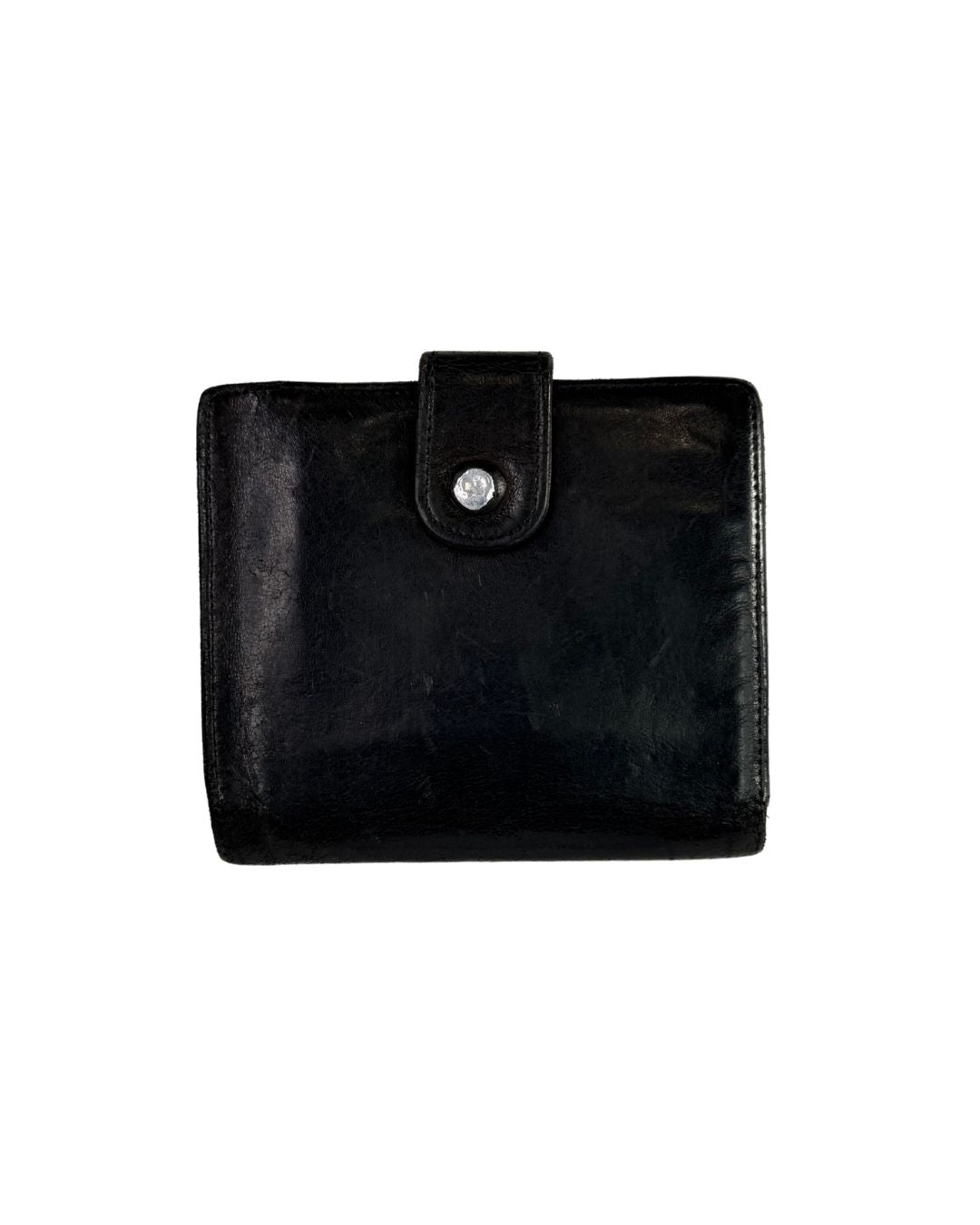 Chanel Vintage CC Black Lambskin Leather Compact Wallet