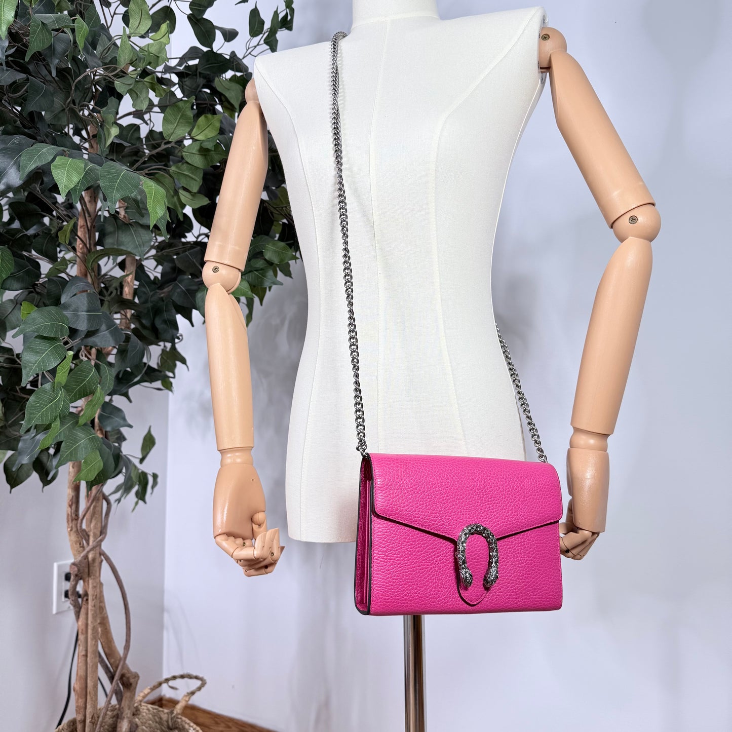 Gucci Dionysus Chain Wallet Pink Leather Shoulder Bag