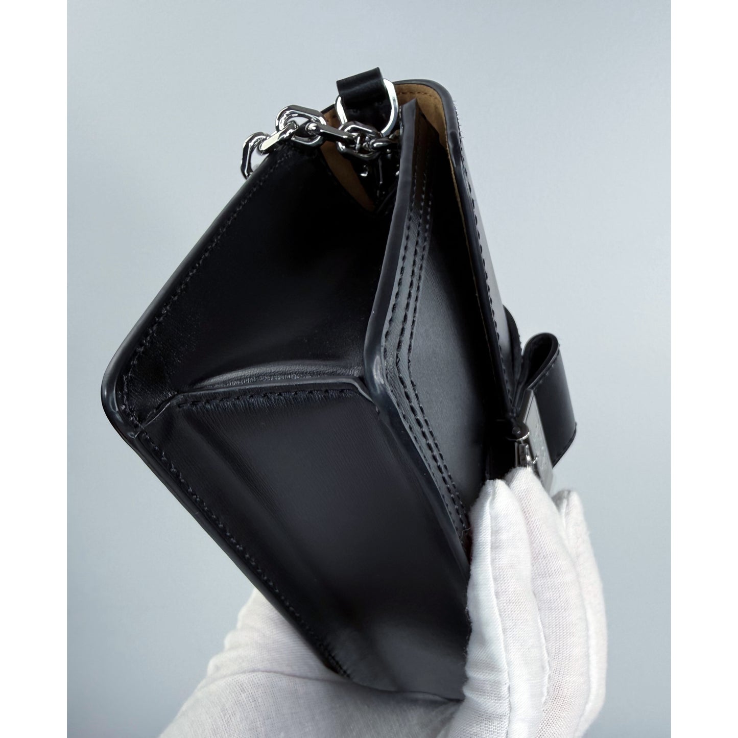 MCM Black Leather Chain Wallet Crossbody Bag