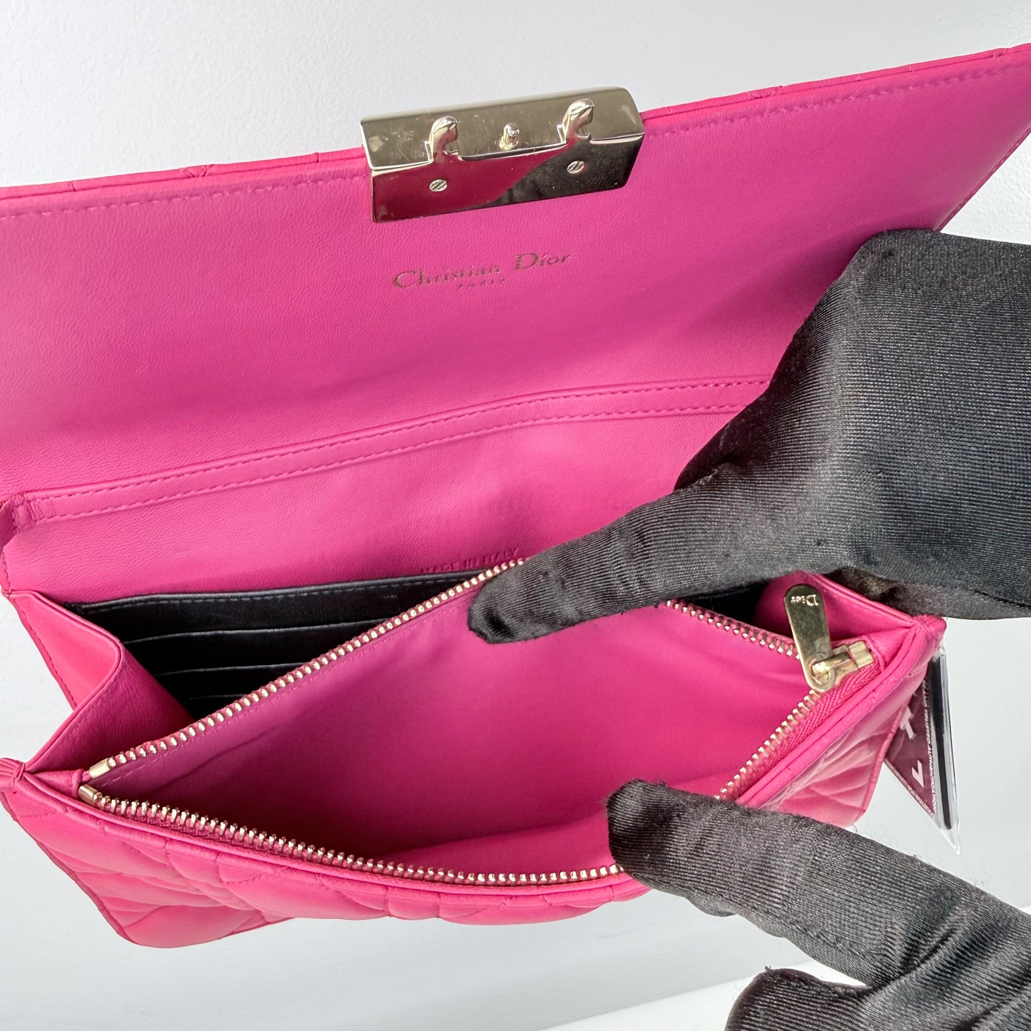 Christian Dior Miss Dior Cannage Pink Lambskin Wallet on Chain