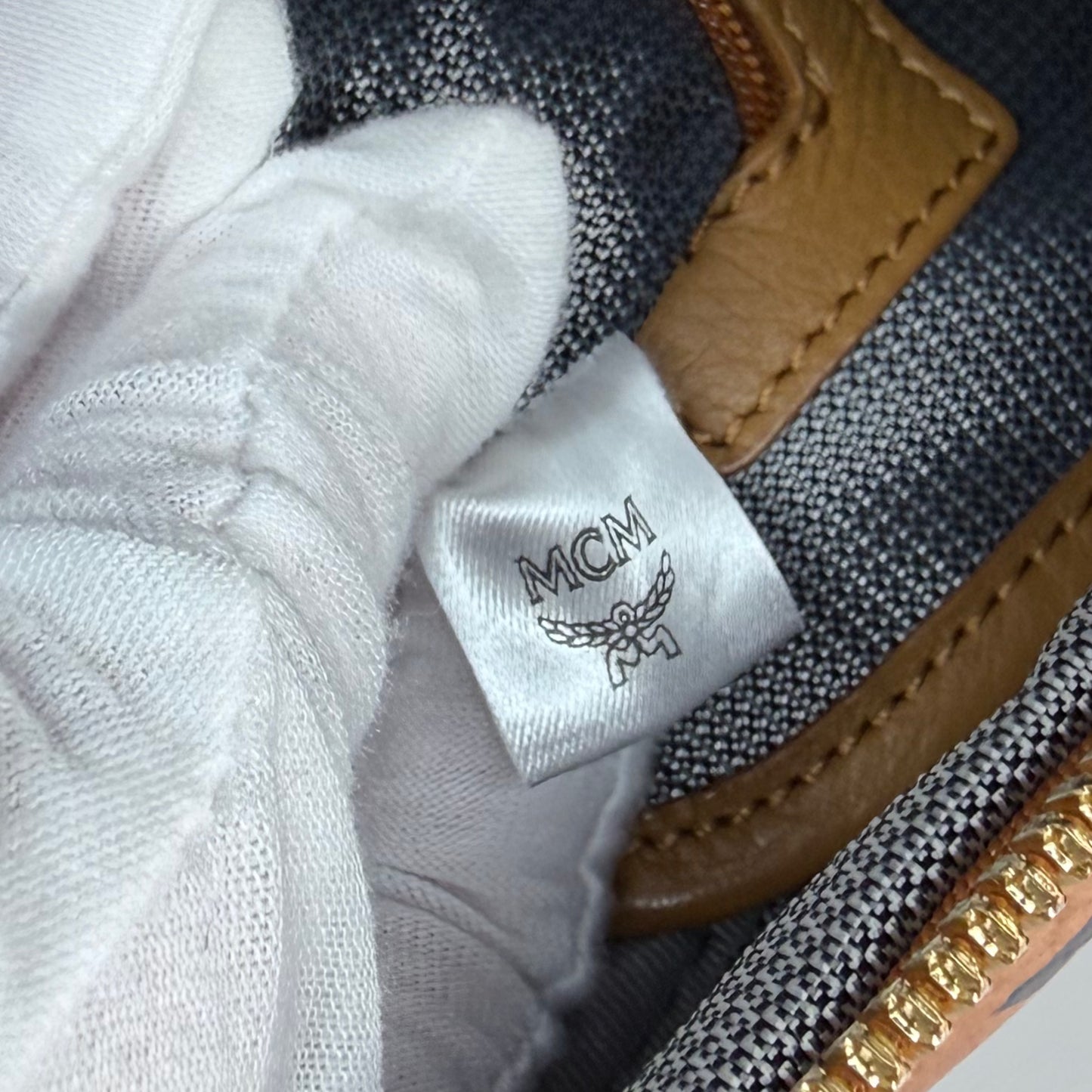 MCM Small Stark Side Studs Backpack in Visetos Cognac