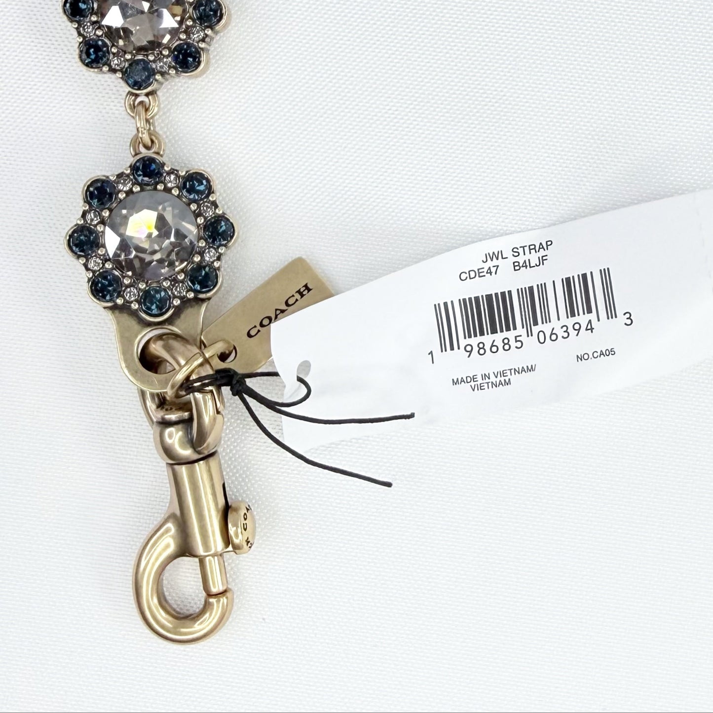 Coach Short Jewelry Chain Strap Brass/Blue Multi NWT