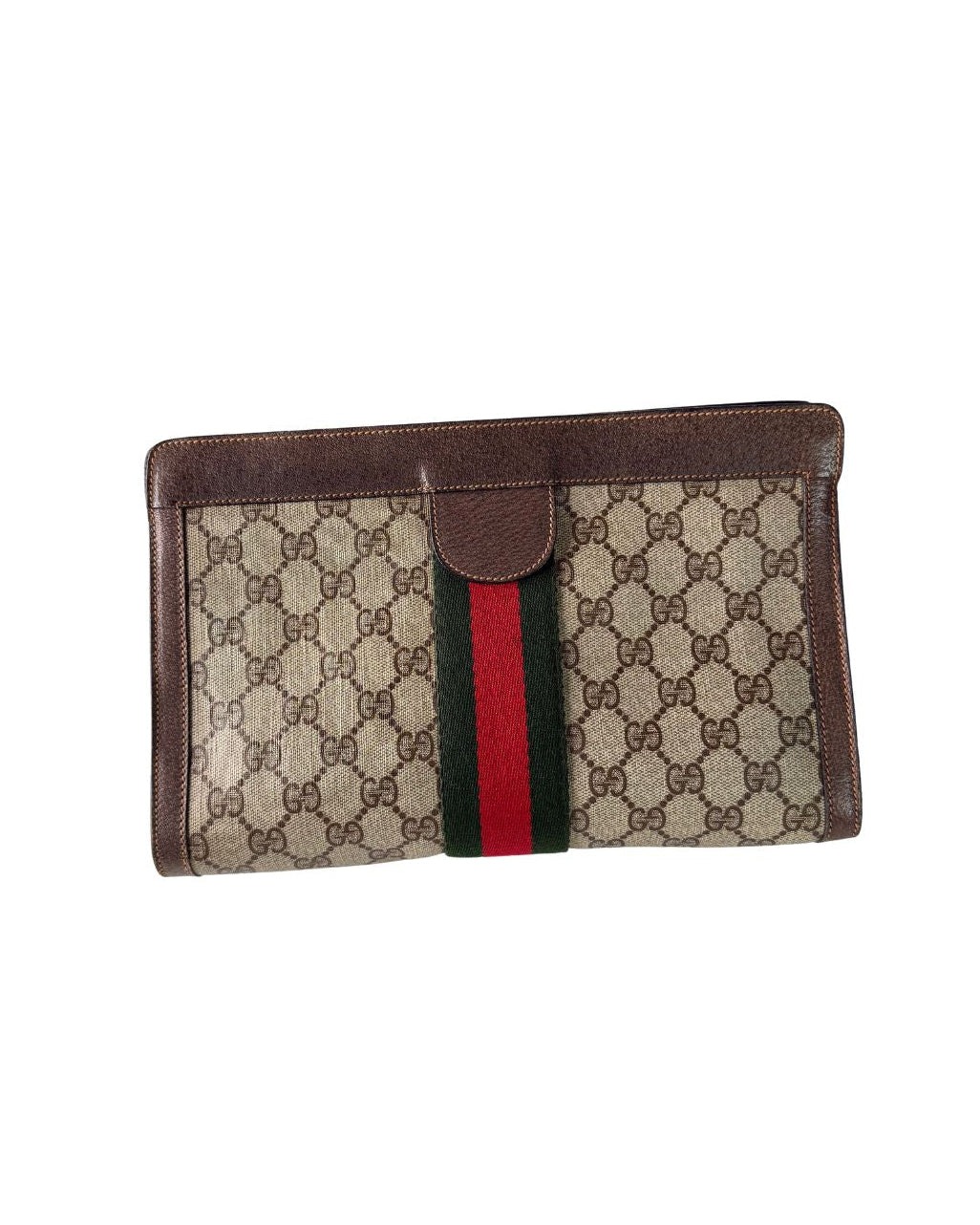 Gucci Vintage Accessory Collection GG Monogram Web Stripe Clutch