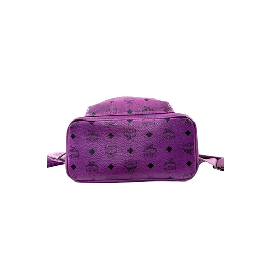MCM Stark Visetos Purple Leather Backpack