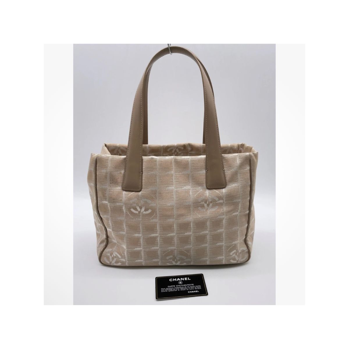 Chanel New Travel Line PM Tote Nylon Leather Beige
