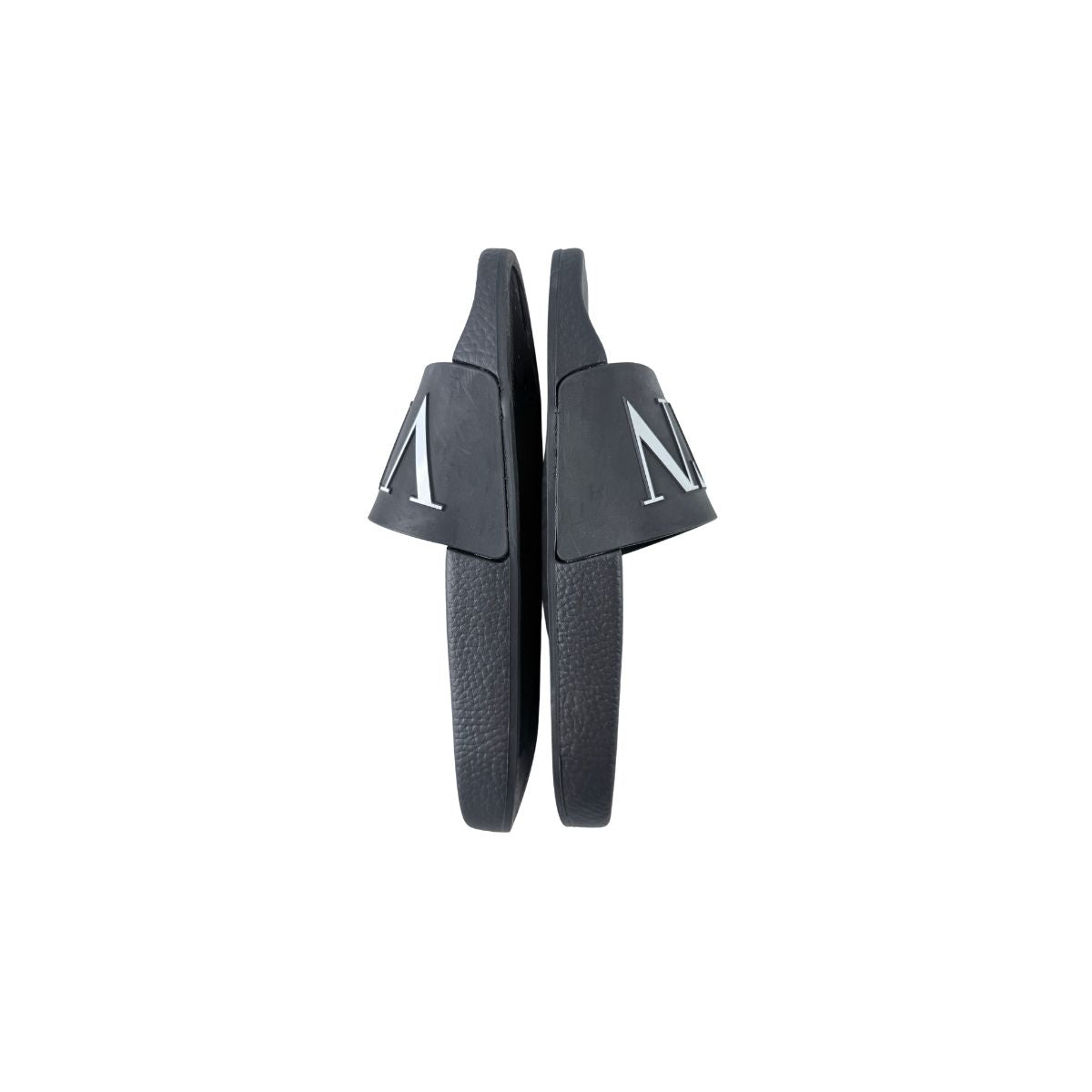 Valentino Garavani VLTN Logo Black Rubber Slide Sandals