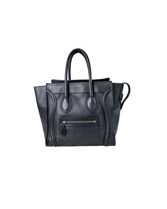 Celine Micro Luggage Black Leather Handbag