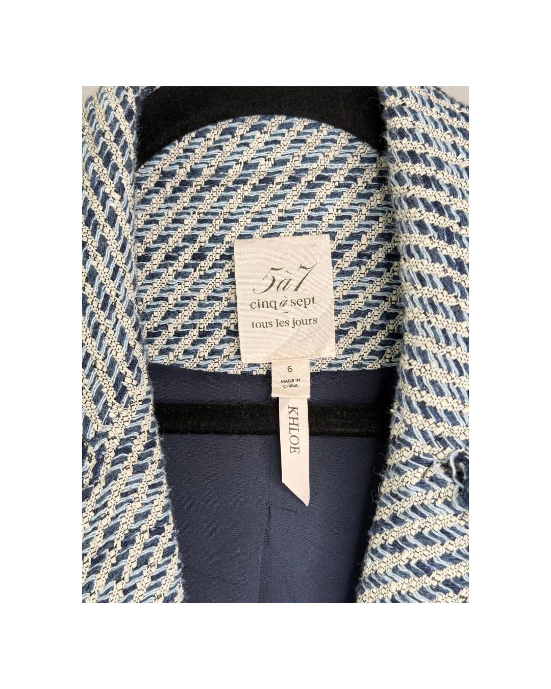 Cinq à Sept Noemie Khloe Bouclé Blazer in Navy Multi Size 6