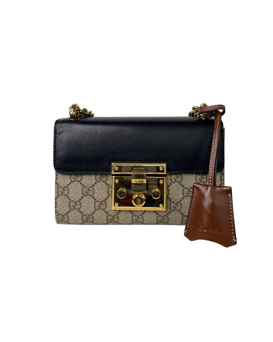 Gucci Padlock GG Supreme Canvas Leather Shoulder Bag