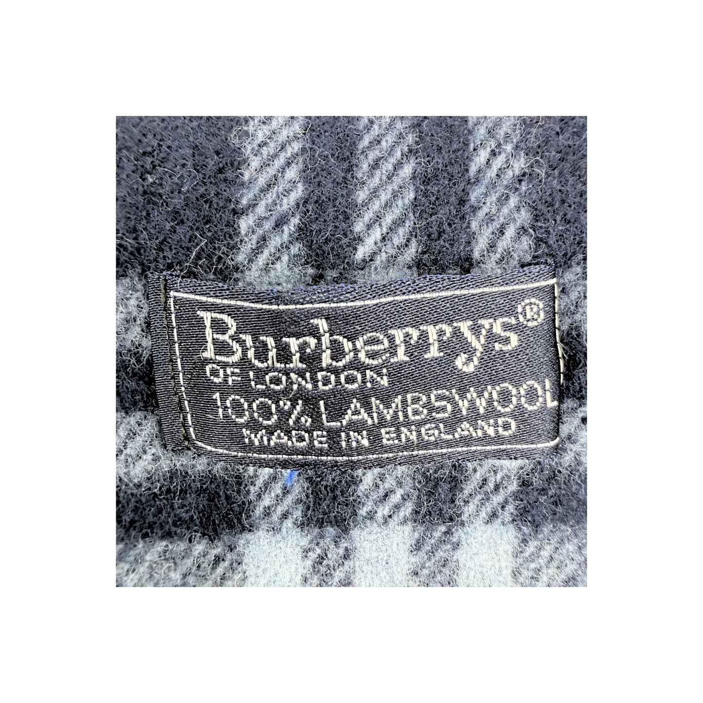 Burberry Nova Check Navy Lambswool Scarf Made in England