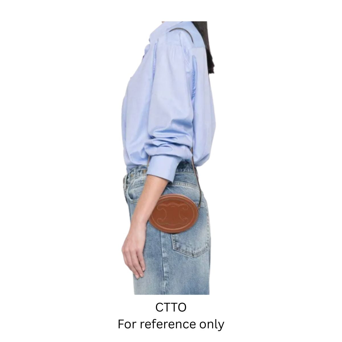 Celine Mini Triomphe Oval Crossbody Bag Tan Smooth Calfskin Leather Cuir