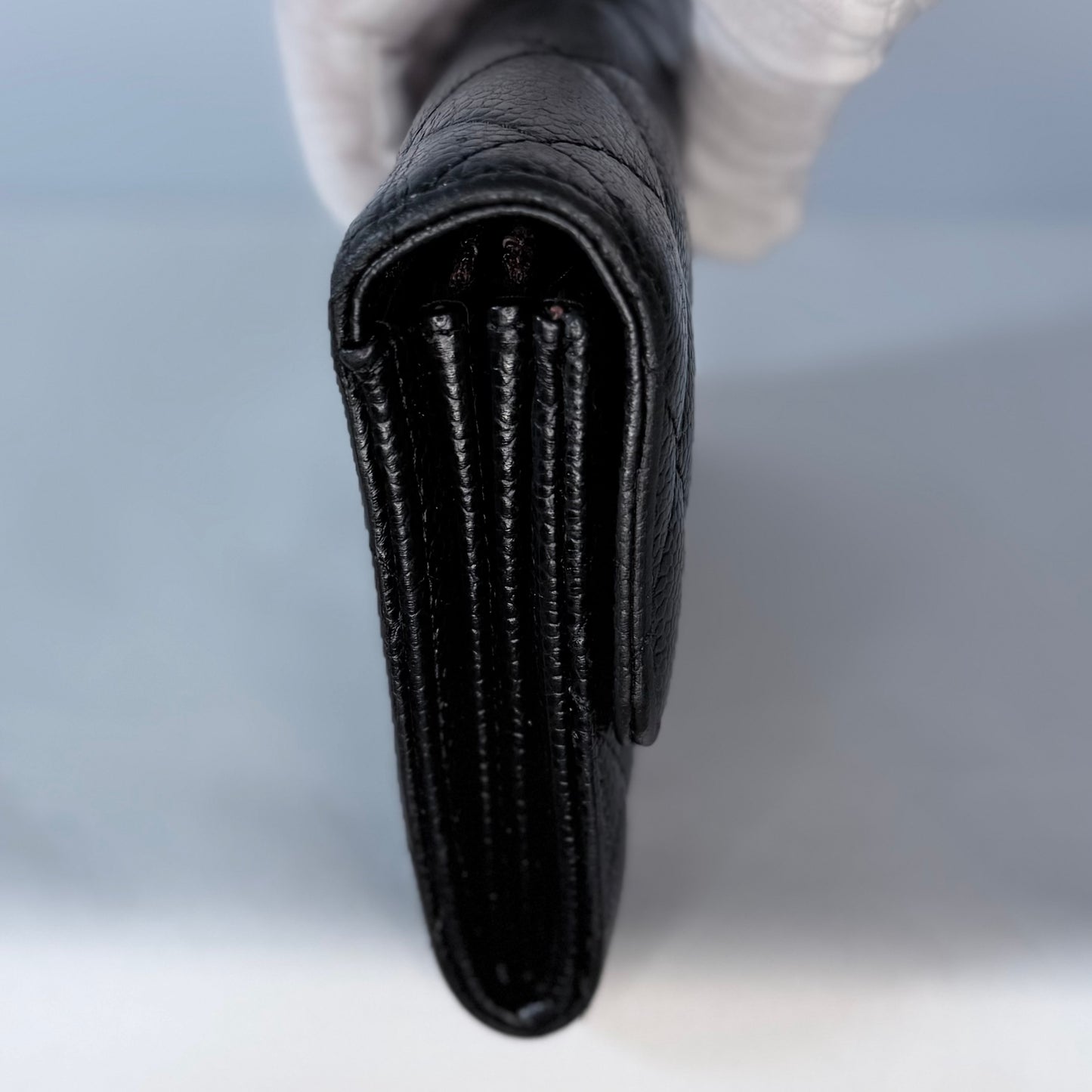 Chanel Classic Quilted Caviar Long Flap Wallet Gold CC Logo