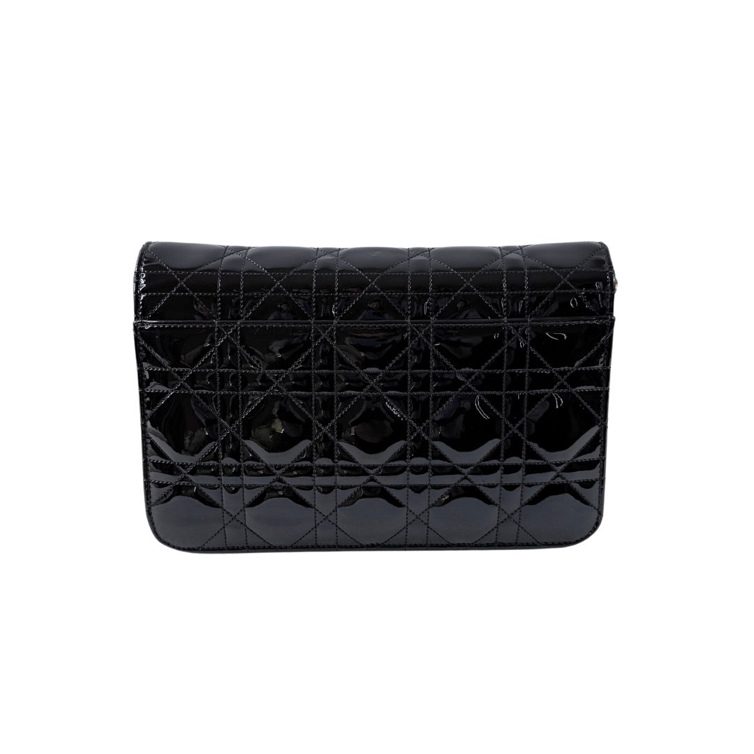Christian Dior Miss Dior Promenade Patent Leather Black Wallet on Chain Bag