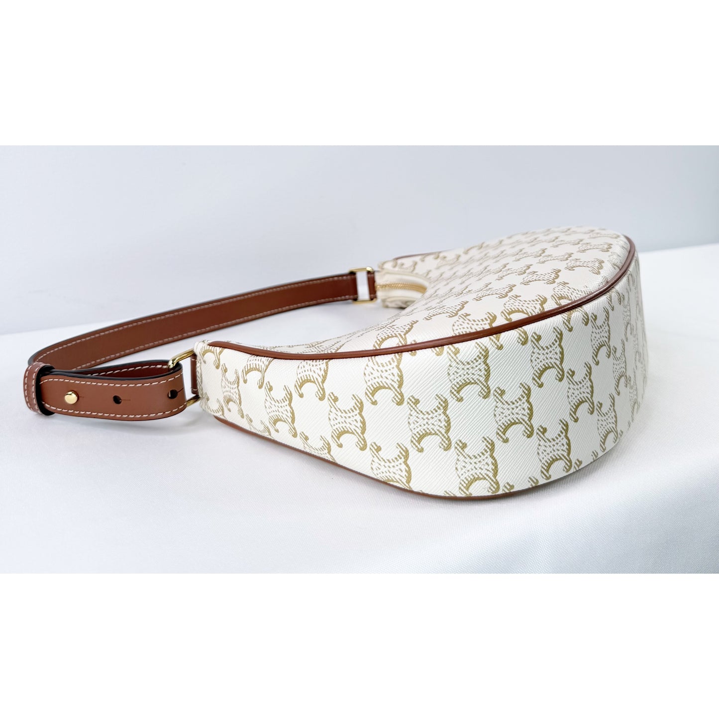 Celine White Triomphe Canvas Ava Shoulder Bag