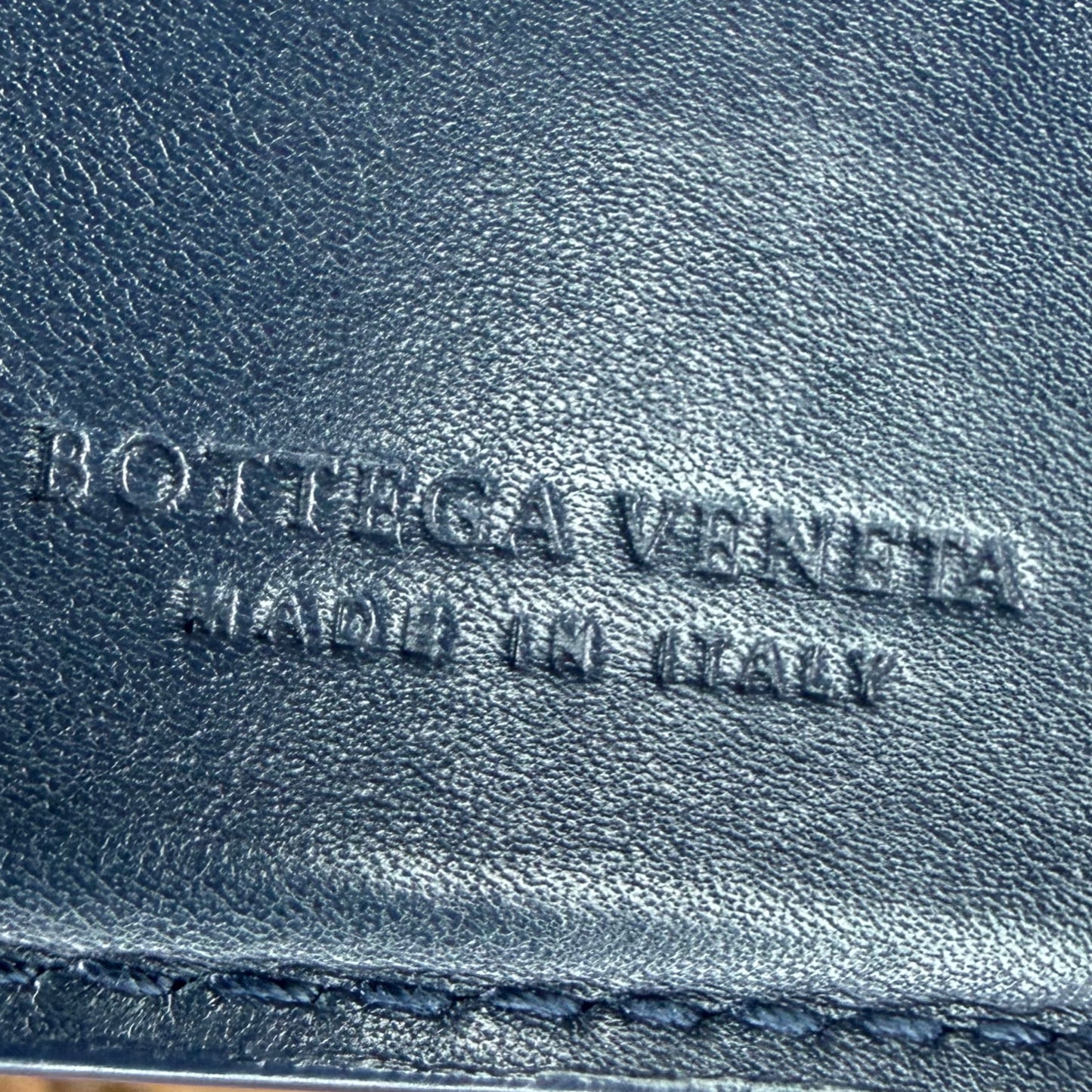 Bottega Veneta Intrecciato Wallet Bifold Leather Unisex Made in Italy Navy