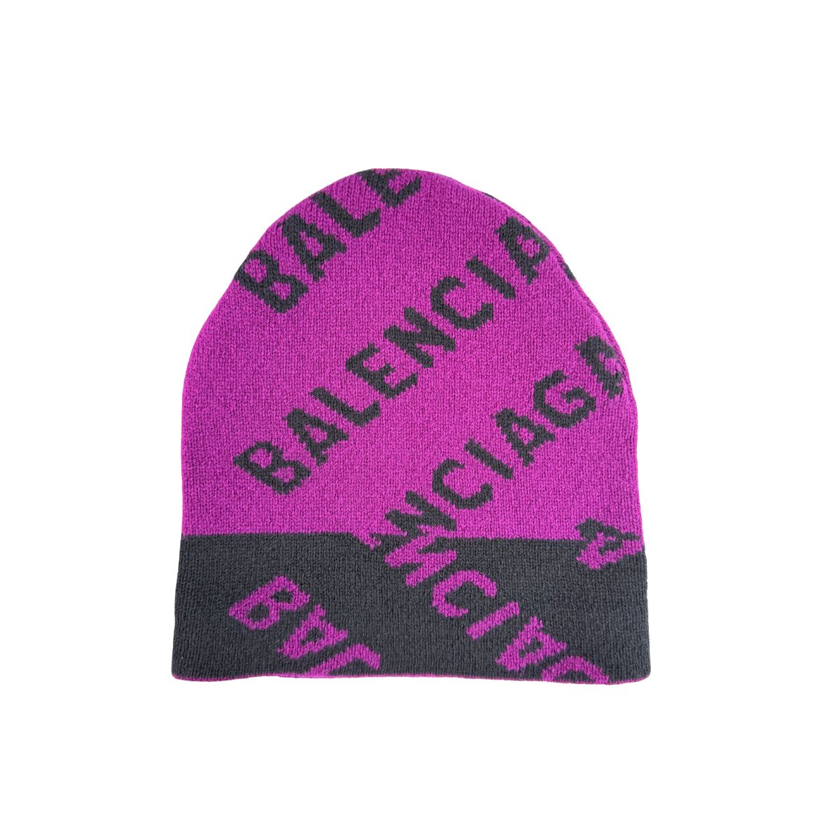 Balenciaga All Over Logo Knit Pink Black Beanie Hat