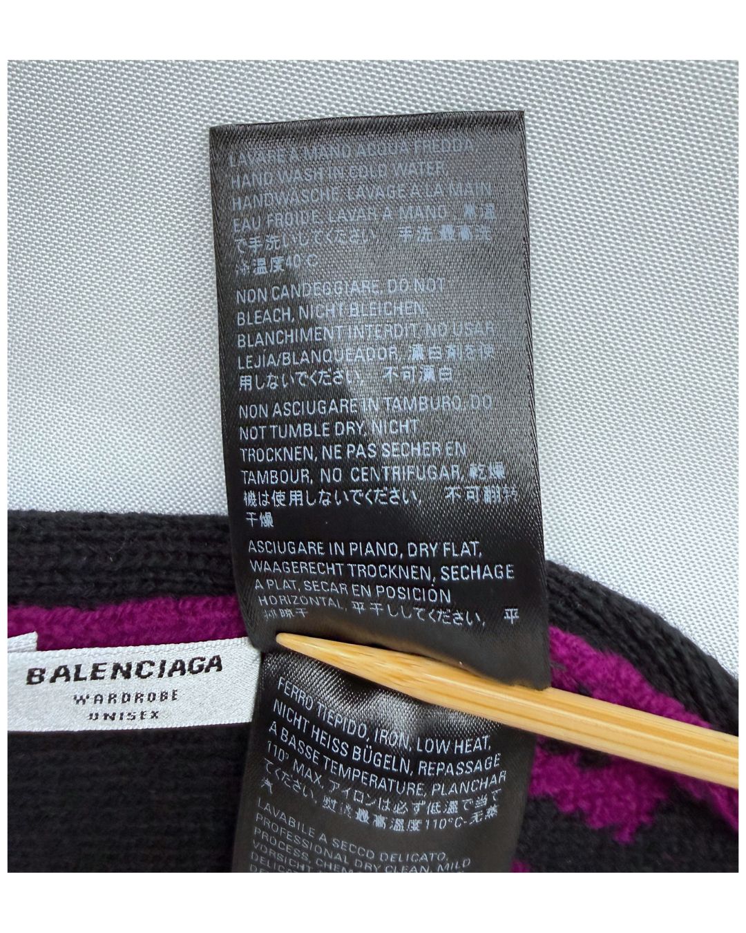 Balenciaga Wardrobe Allover Logo Fuchsia Pink Black Wool Knit Beanie