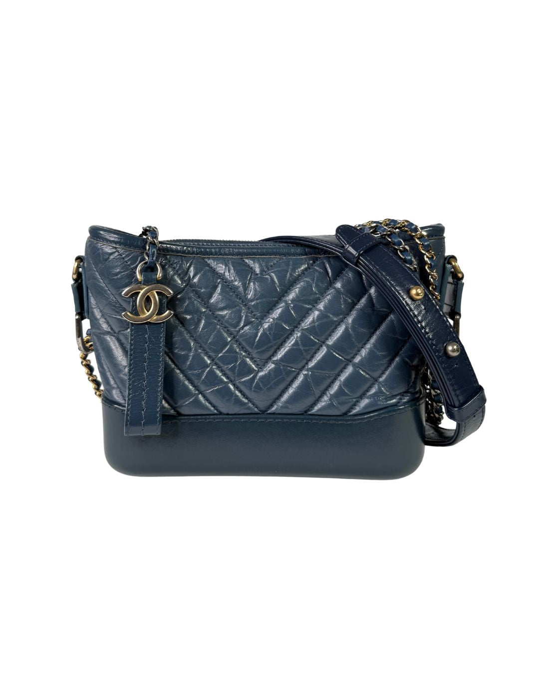 Chanel Gabrielle Small Blue Aged Calfskin Hobo Bag
