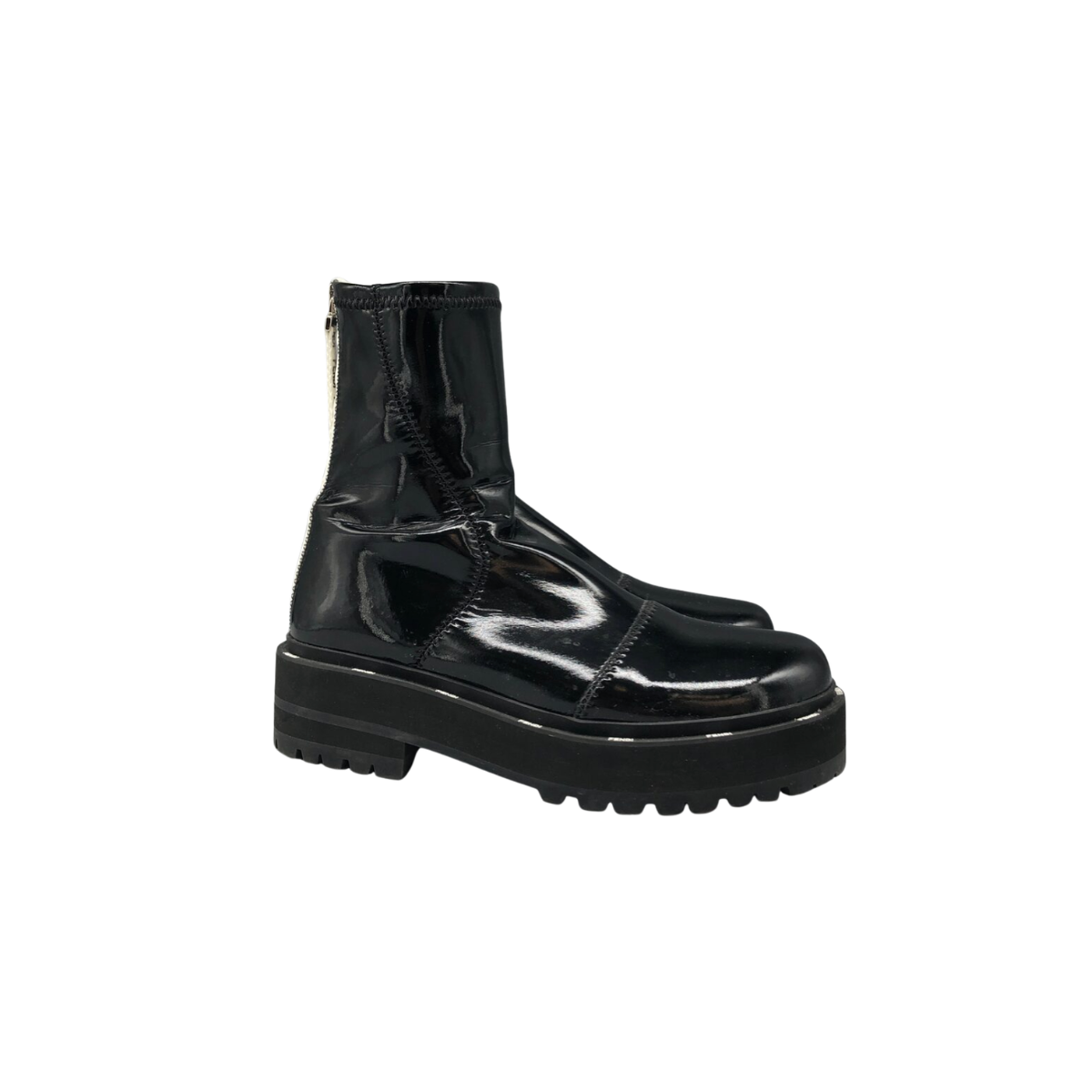 Fendi Platform Ankle Boots Black Patent Leather