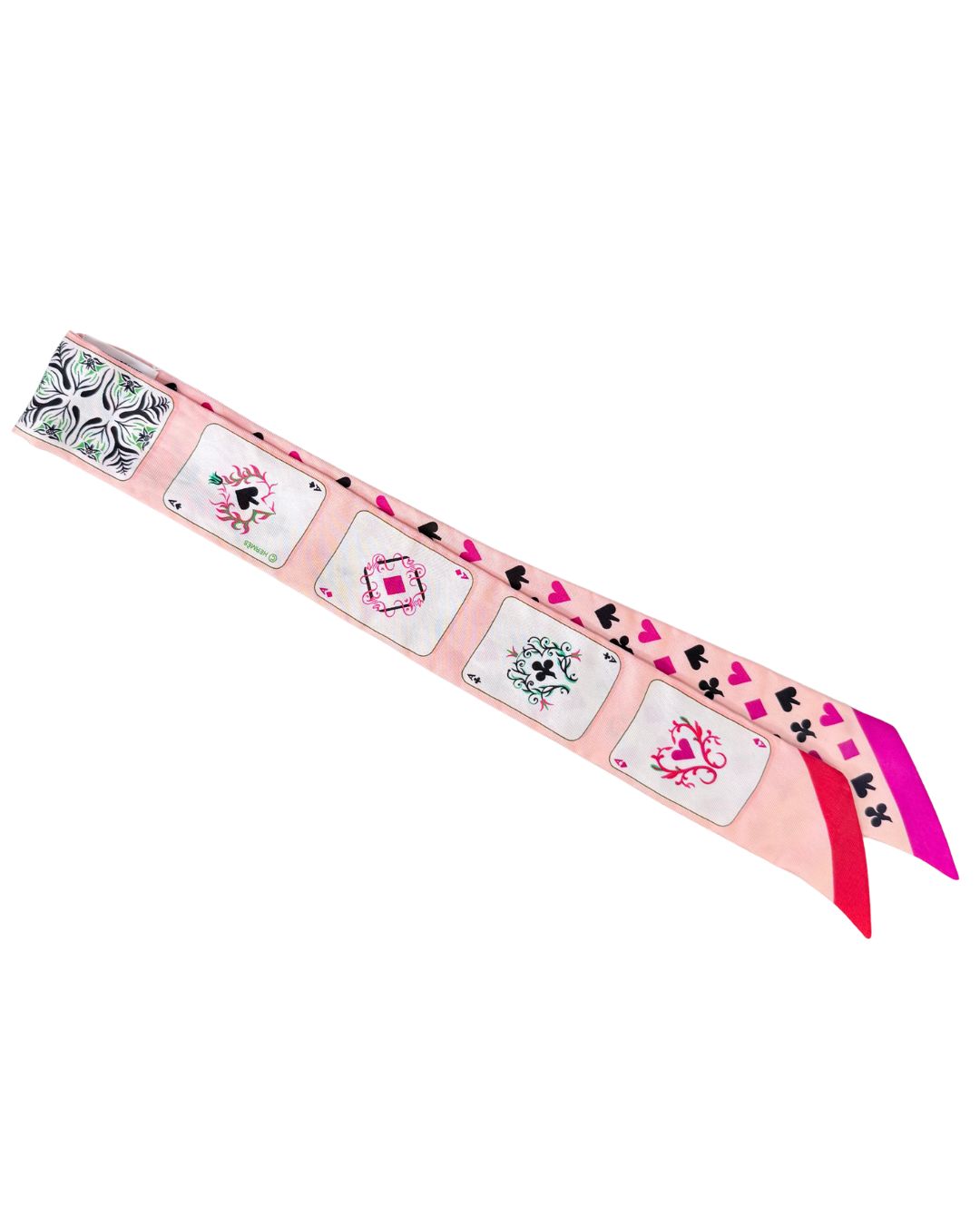 Hermès Jeux de Cartes Pink Silk Twilly Scarf