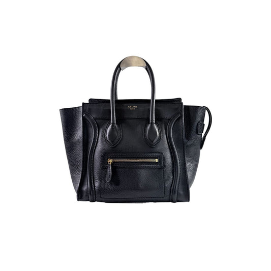 Celine Micro Luggage Black Leather Handbag