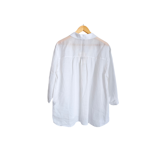 Lafayette 148 New York Nila White Ramie Lyocell Blouse