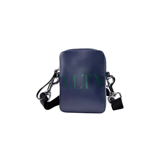 Valentino Garavani VLTN Logo Navy Leather Mini Crossbody Bag