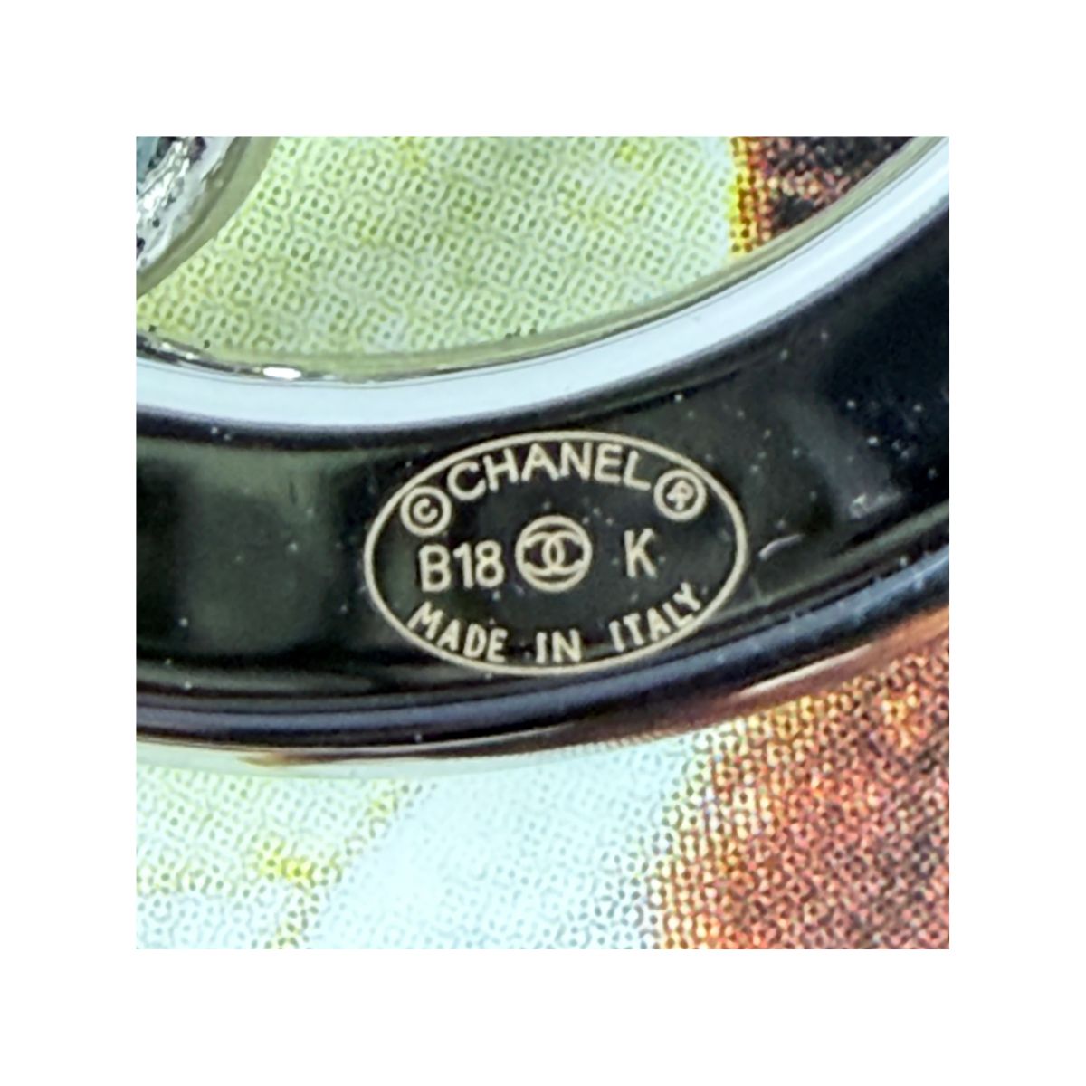 Chanel CC Crystal & Leather Chain Silver Tone Brooch