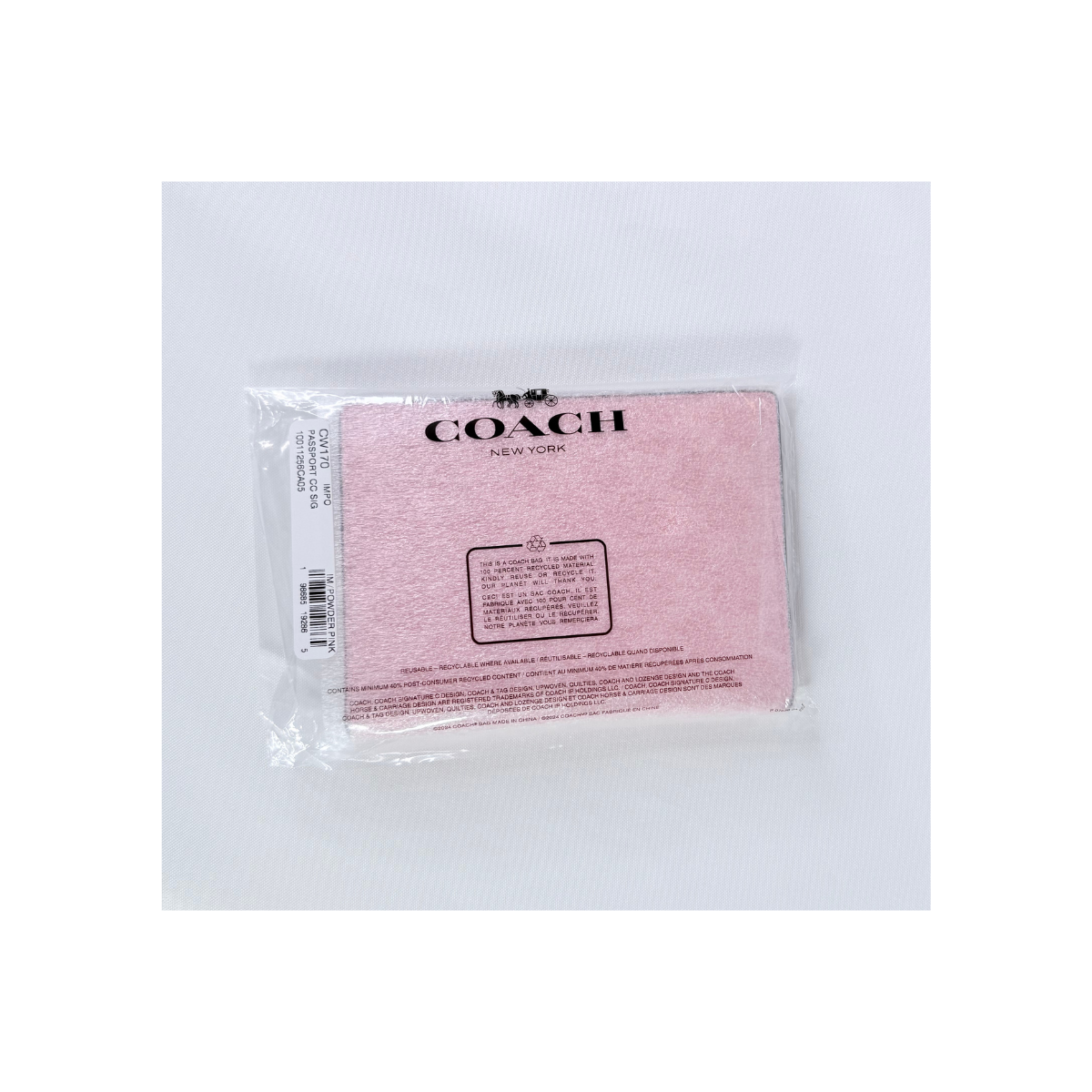 NWT Coach Signature Passport Card Case Powder Pink CW170