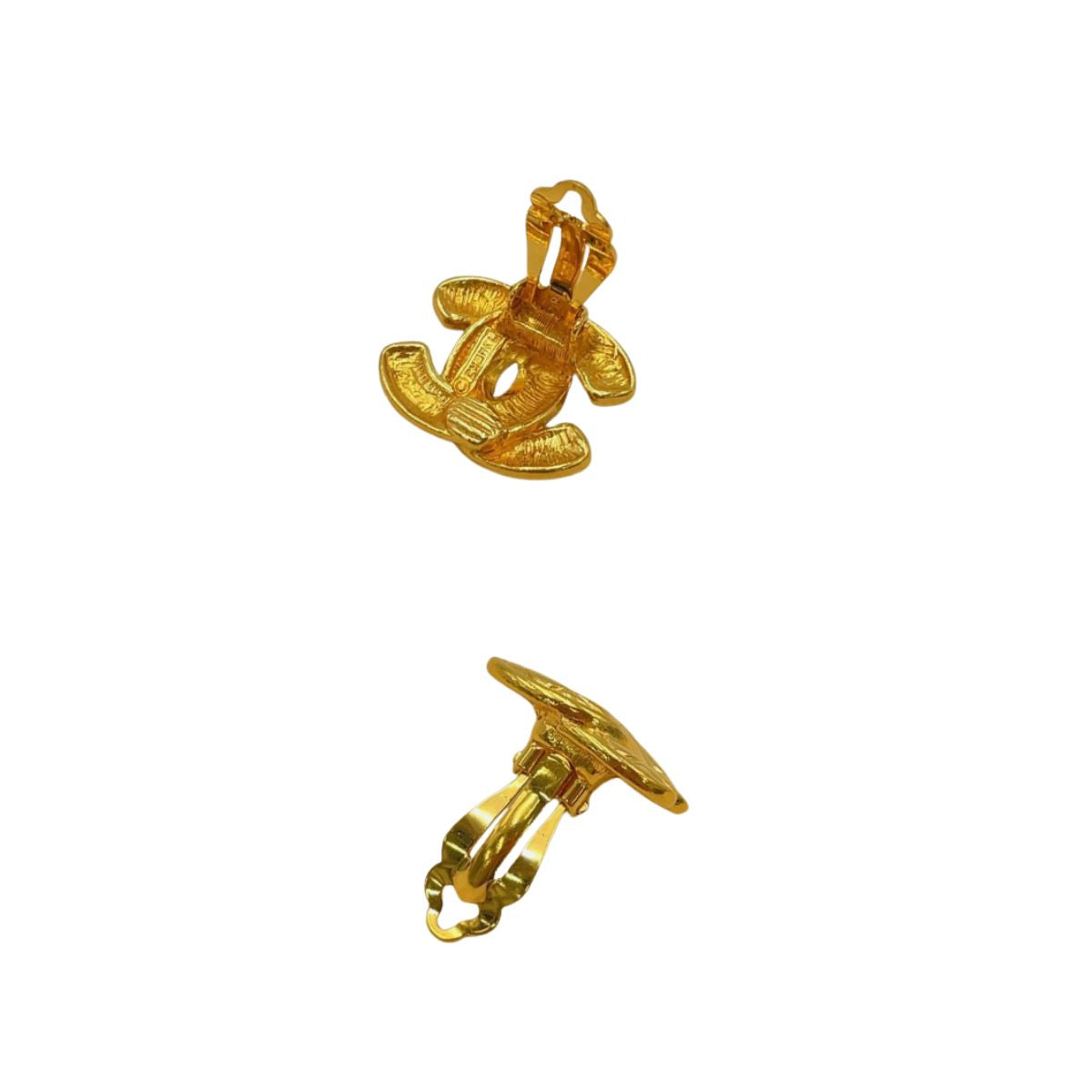 Chanel Matelassé Coco Mark Gold Metal Earrings