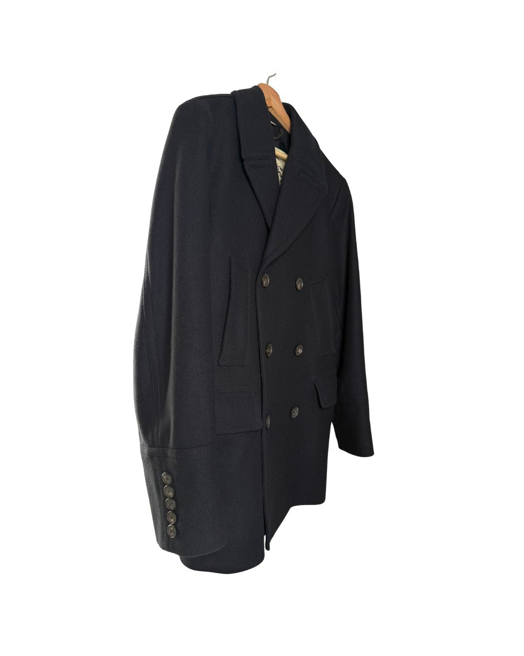 Burberry London Wool Double-Breasted Coat Black Size 50