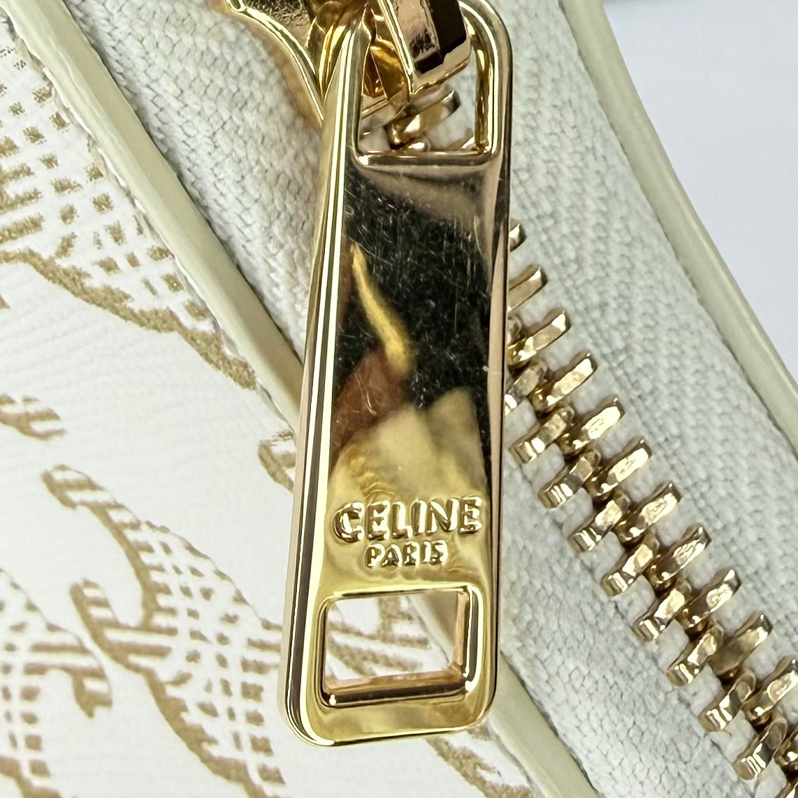 Celine White Triomphe Canvas Ava Shoulder Bag