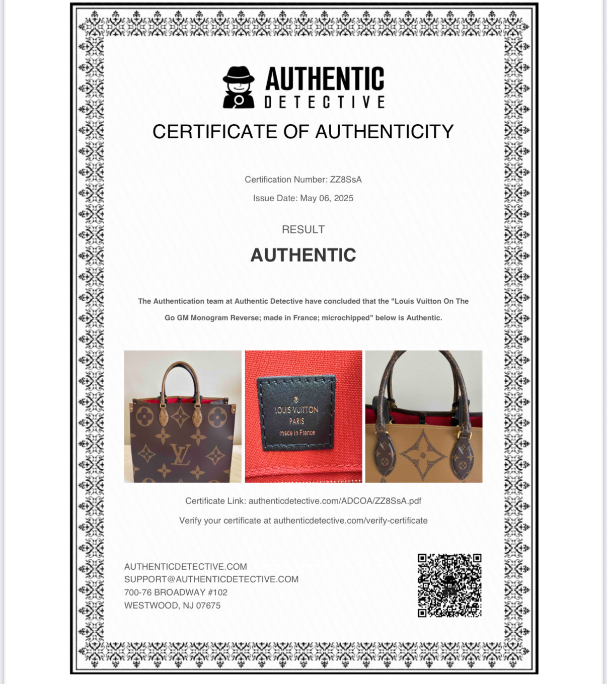 Louis Vuitton Monogram Reverse OnTheGo GM 2WAY Shoulder Tote Bag