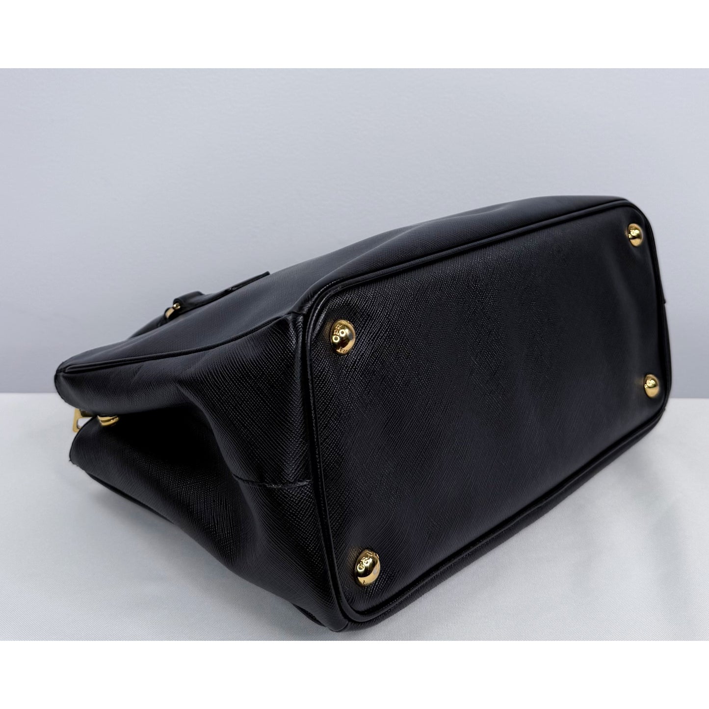 Prada Black Saffiano Leather Small Double Zip Galleria Tote w/ Strap