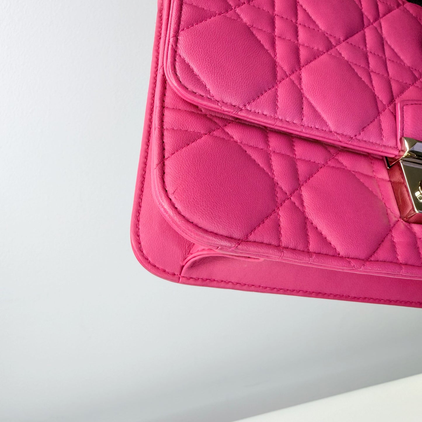 Christian Dior Miss Dior Cannage Pink Lambskin Wallet on Chain