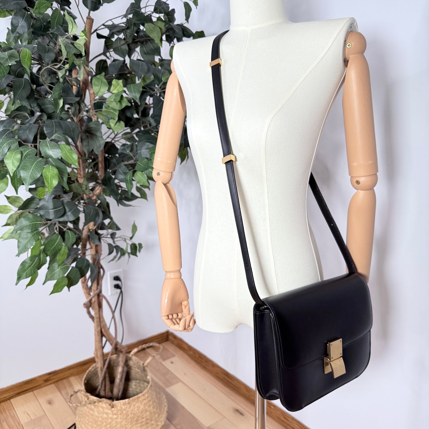 Celine Classic Smooth Calfskin Black Medium Box Bag