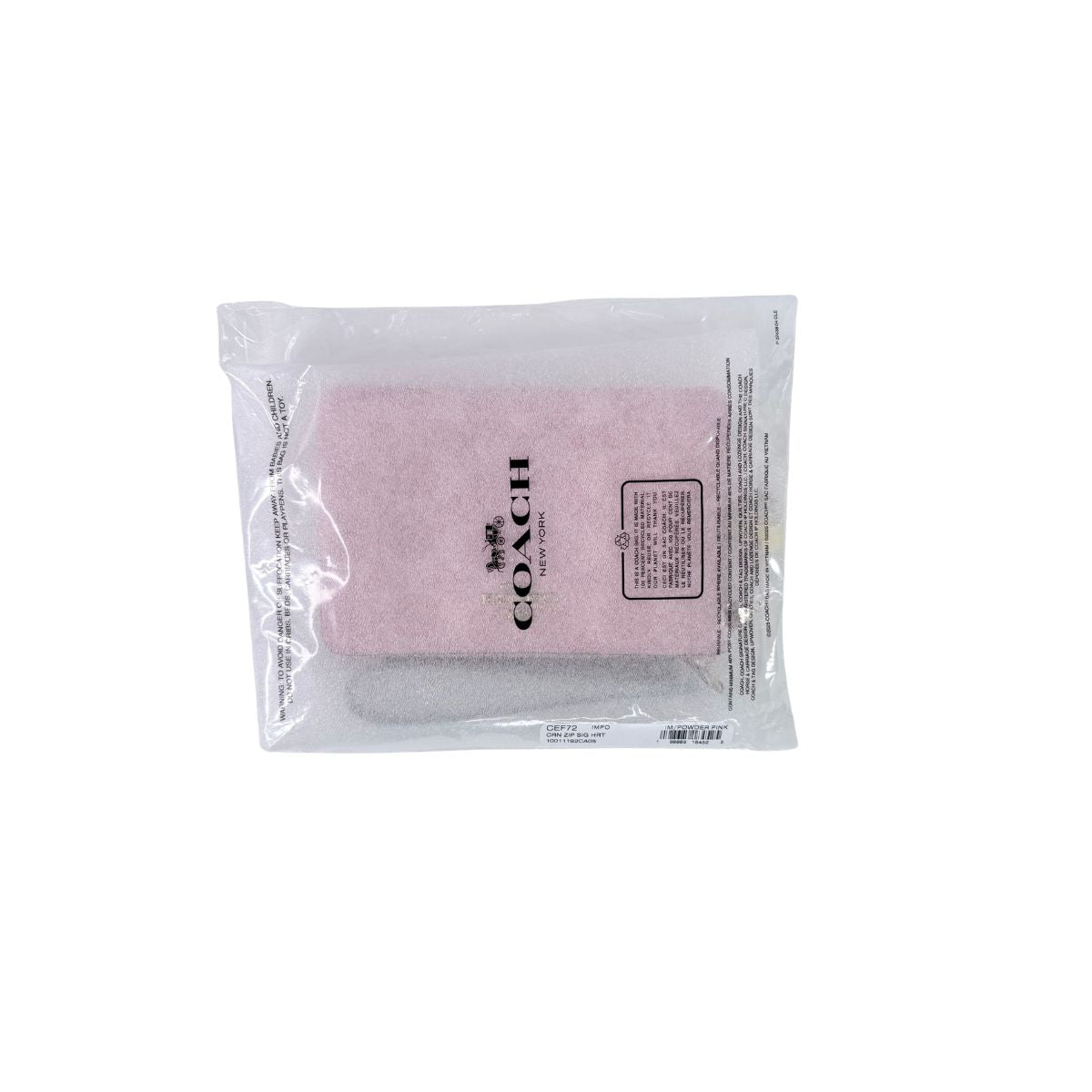 COACH Powder Pink Corner Zip Wristlet In Signature Canvas With Charms BNIB