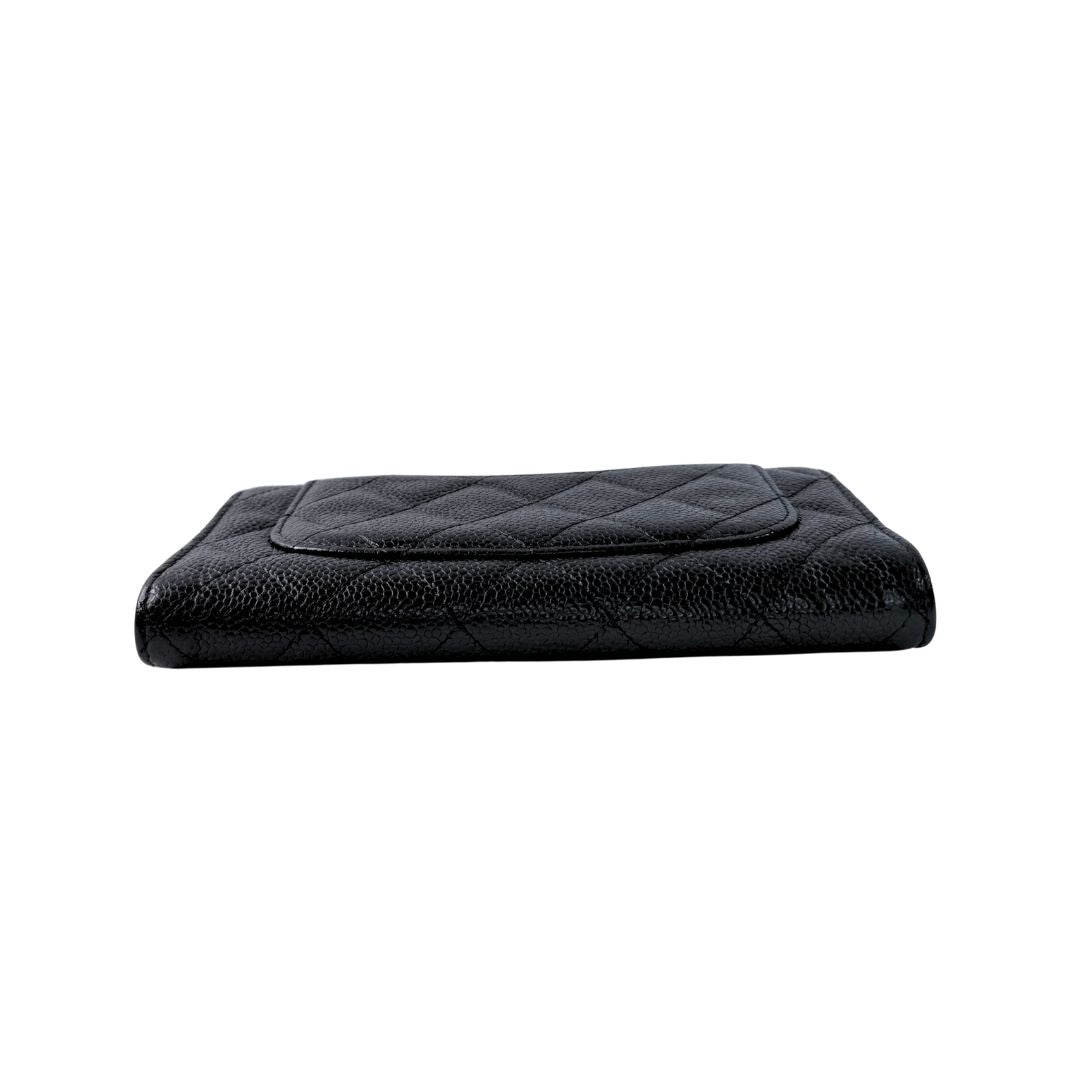 Chanel Black Caviar Classic Long Flap Wallet
