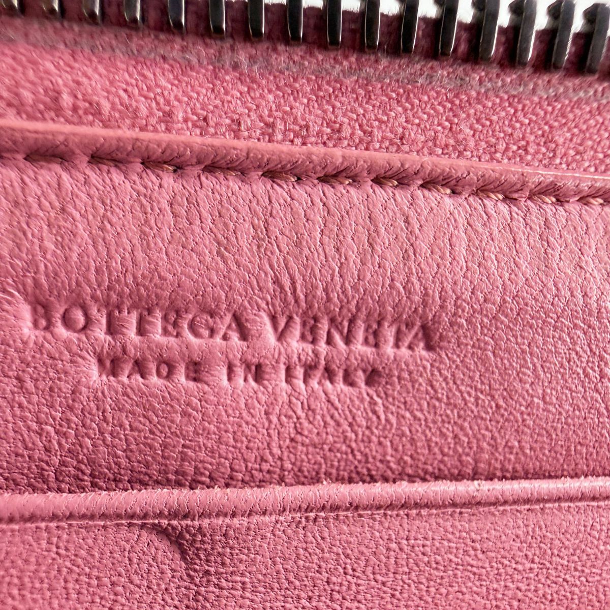 Bottega Veneta Intrecciato Pink Leather Zip Around Wallet