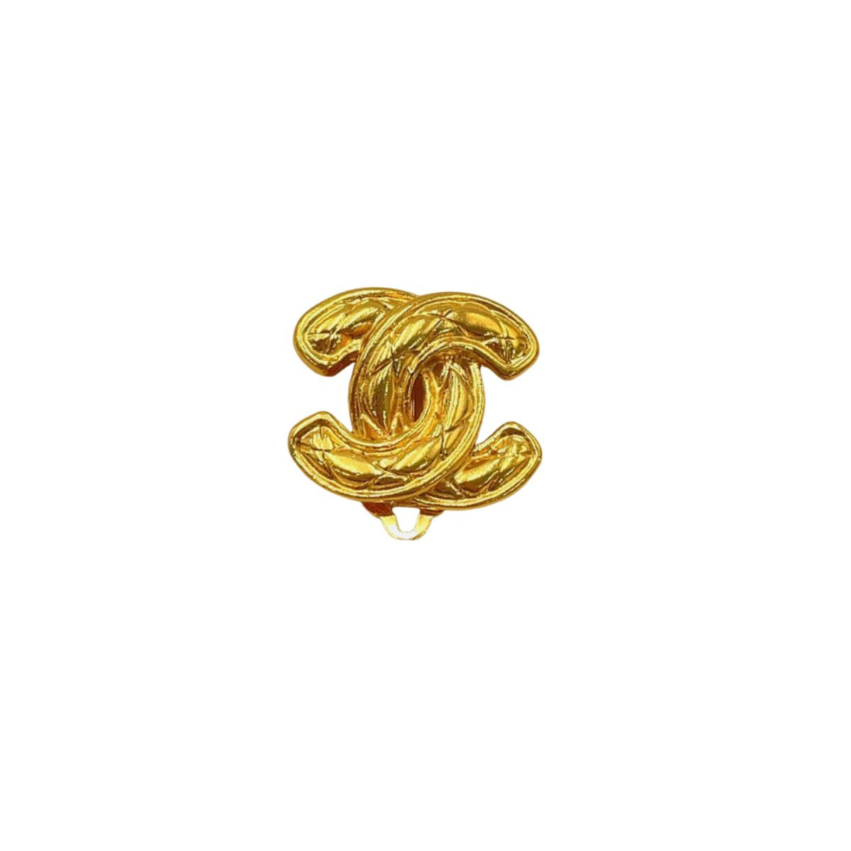 Chanel Matelassé Coco Mark Gold Metal Earrings