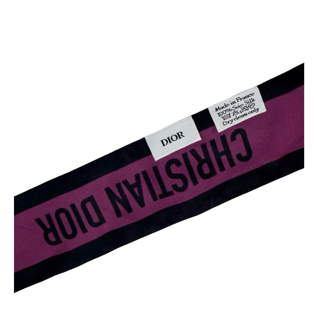 Dior Mitzah Scarf Silk Burgundy Logo and Floral Ivory Twilly