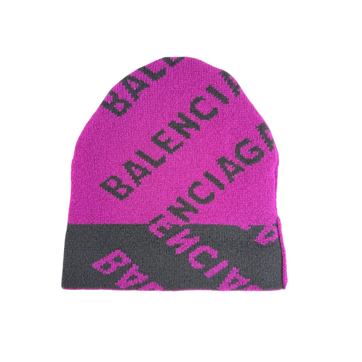 Balenciaga All Over Logo Knit Pink Black Beanie Hat