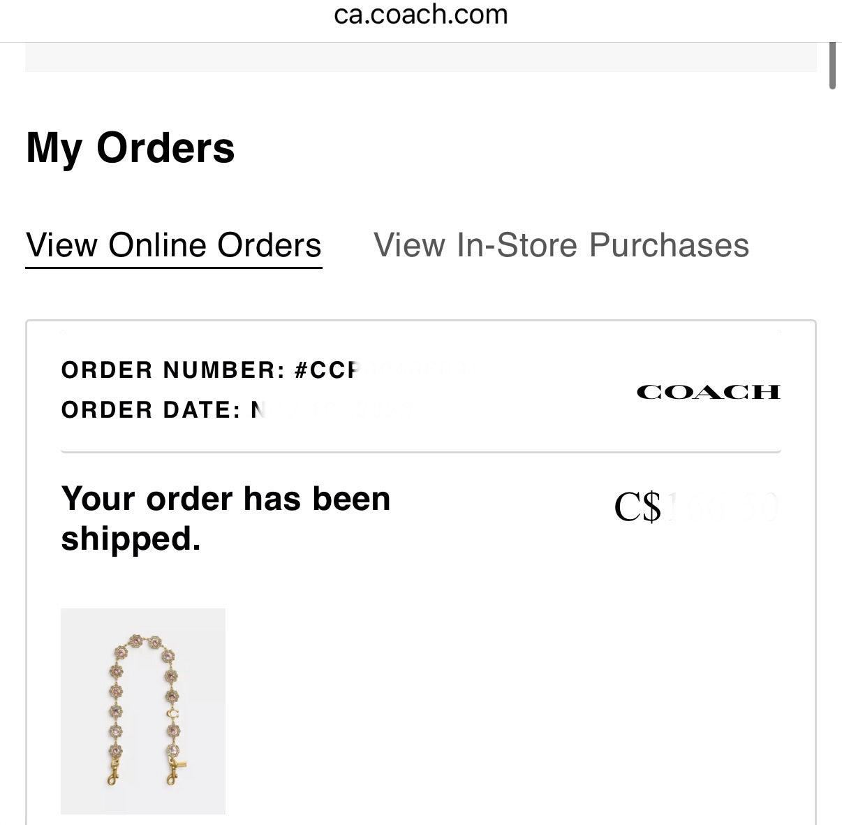 Coach Short Jewelry Chain Strap In Brass/Pink Multi CAU47 NWT