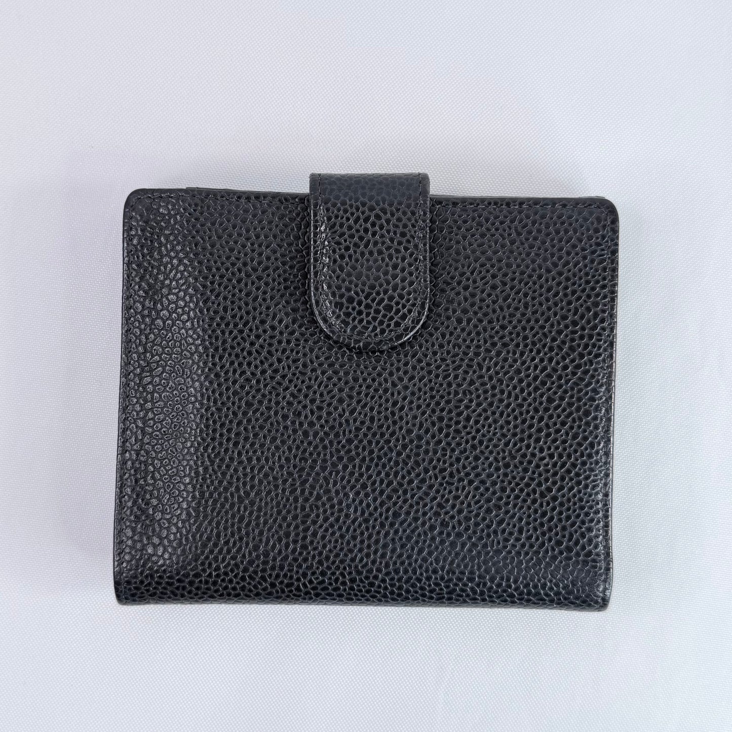 Chanel Black Caviar Leather Compact Wallet