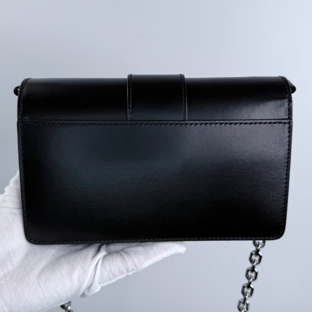 MCM Black Leather Chain Wallet Crossbody Bag