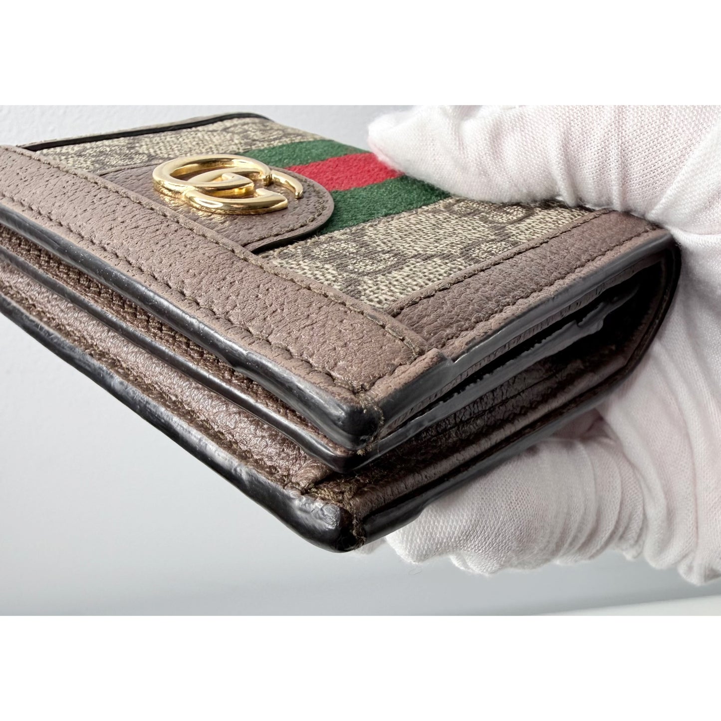 Gucci Ophidia GG Supreme Canvas Web Stripe Card Case Wallet