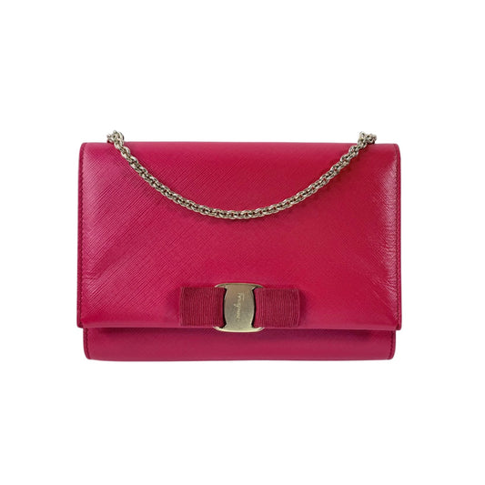 Salvatore Ferragamo Vara Bow Red Saffiano Leather Crossbody Bag